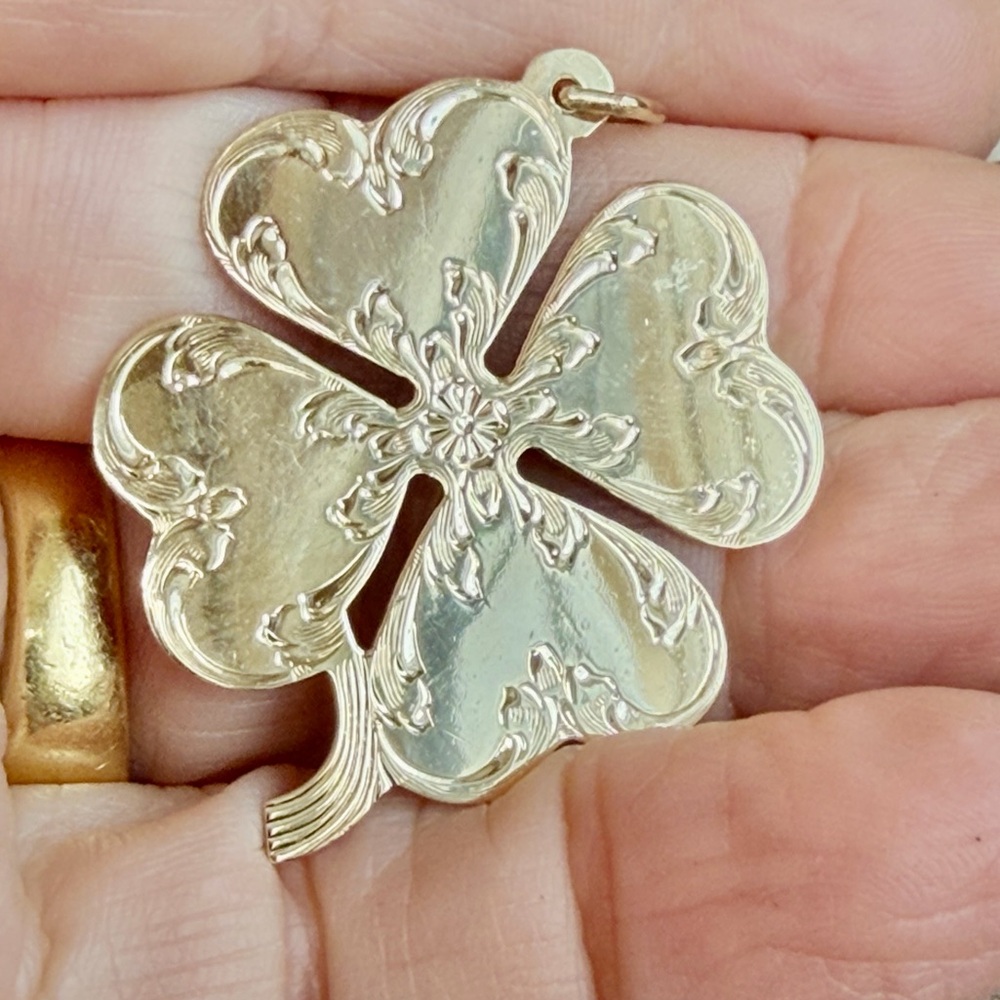 14 karat gold, clover charm